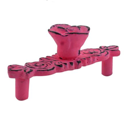 Queen Pink Rose Distressed Iron Pull Cabinet Handles